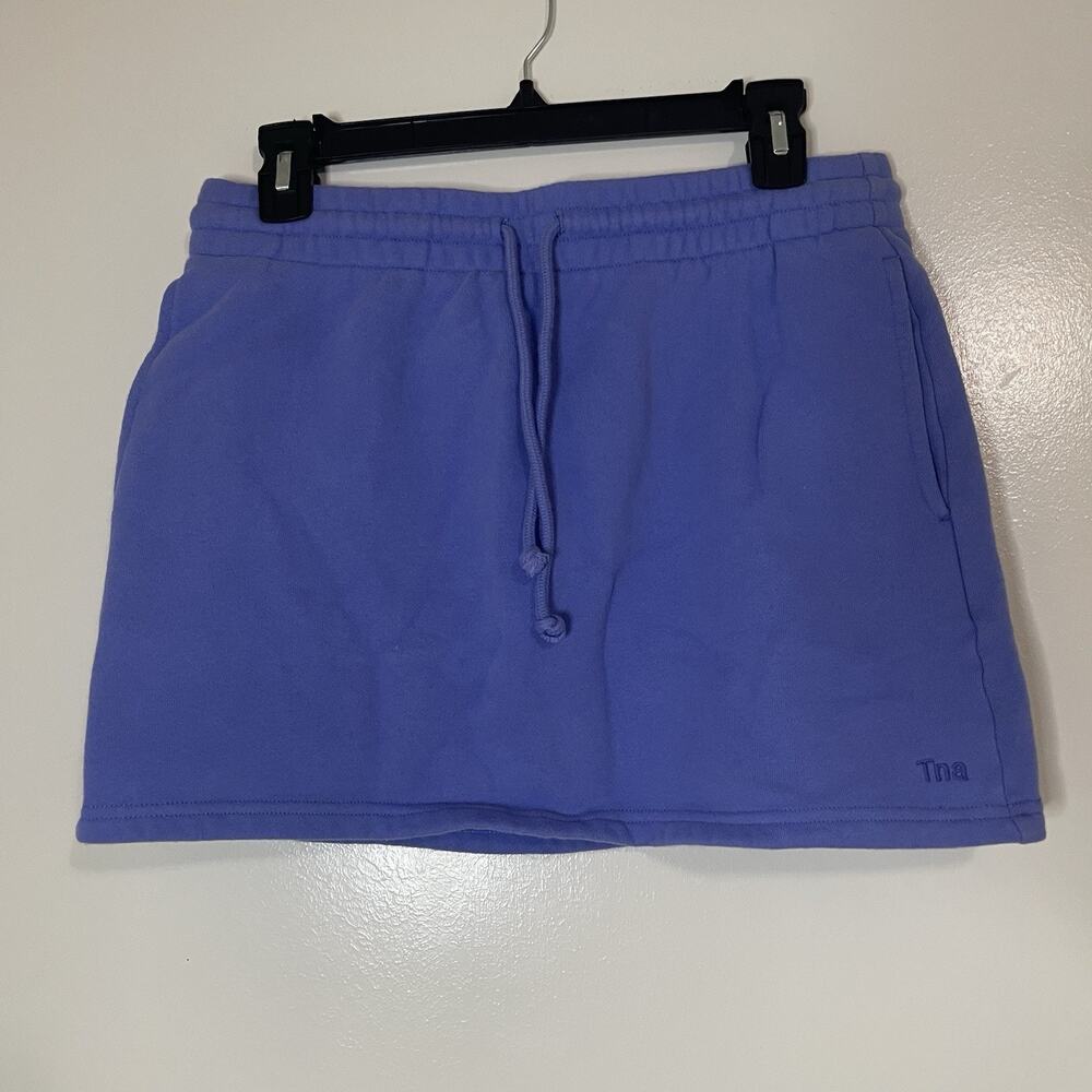 ARITZIA TNA cozy boyfriend fleece purple drawstring skirt size medium